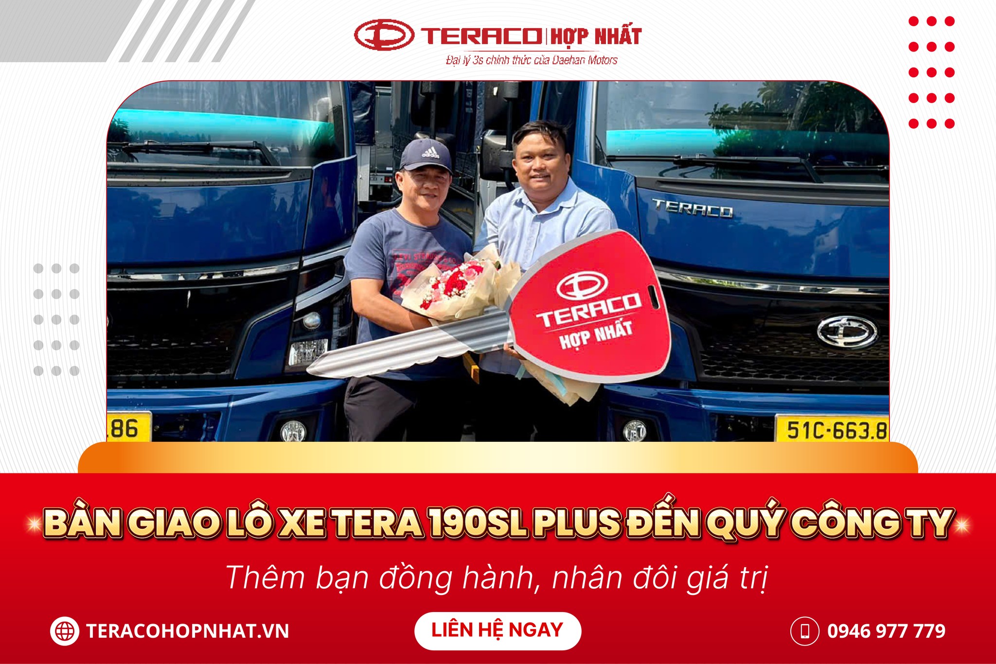 TERACO HỢP NHẤT LÀM LỂ BÀN GIAO XE CHO QUÝ KHÁCH HÀNG BÌNH MINH TẢI TERA 190SL PLUS THÙNG 6M2 